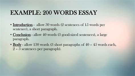 how long is a 200 word essay? When considering the length of an essay, it's important to recognize that word count alone doesn't determine its quality or effectiveness.